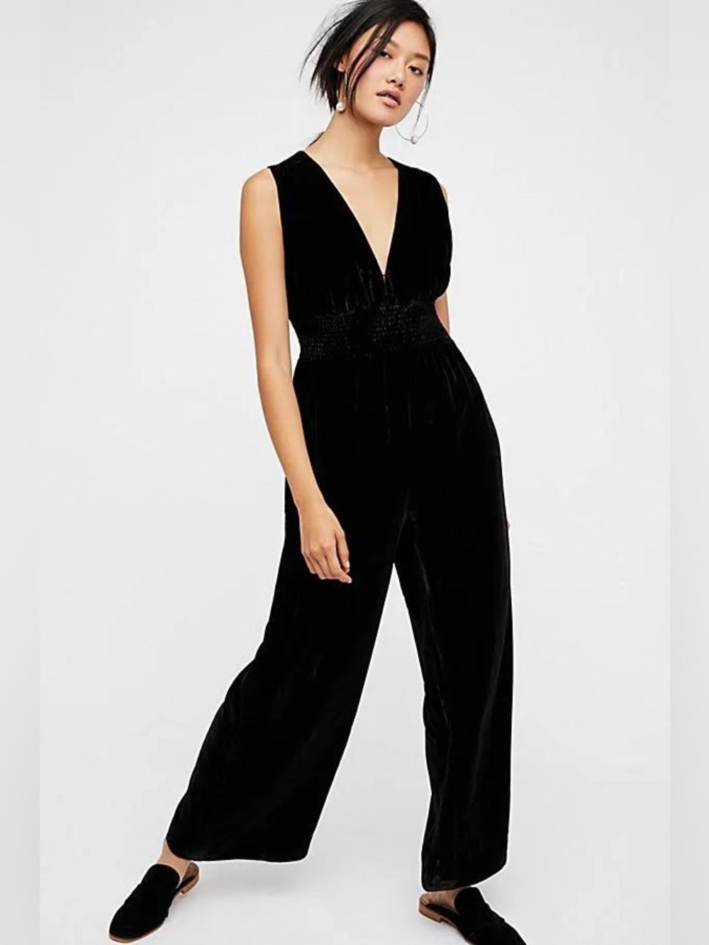 Free People Black Velvet Jumpsuit